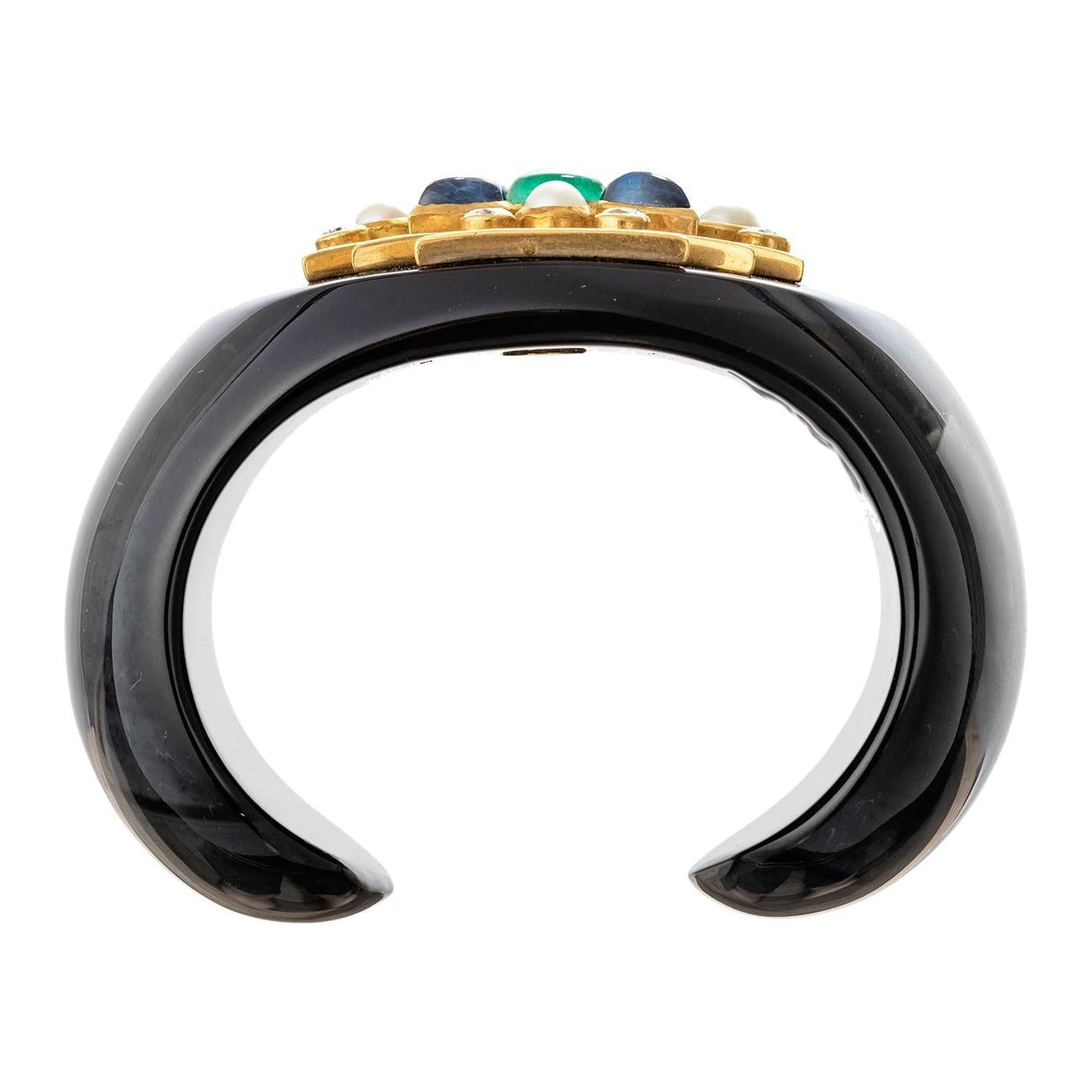 Verdura - Estate Gem - Set Black Jade Maltese Cross Cuff Bracelet