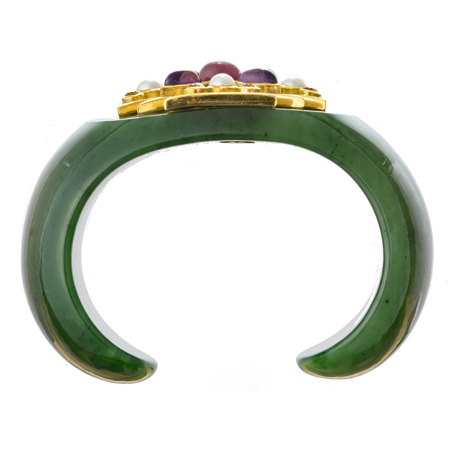Verdura - Estate Gem - Set Green Jade Maltese Cross Cuff Bracelet