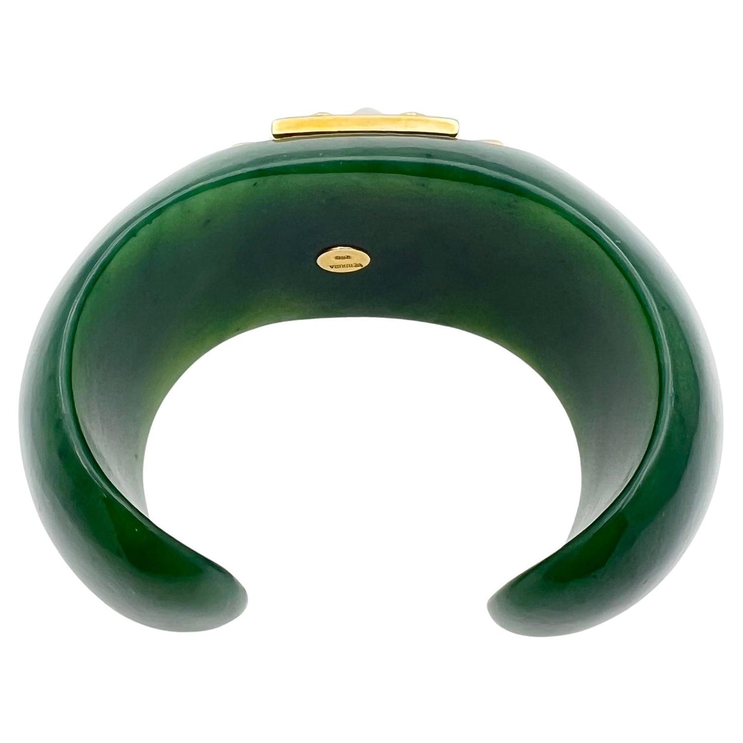 Verdura - Estate Gem - Set Green Jade Maltese Cross Cuff Bracelet