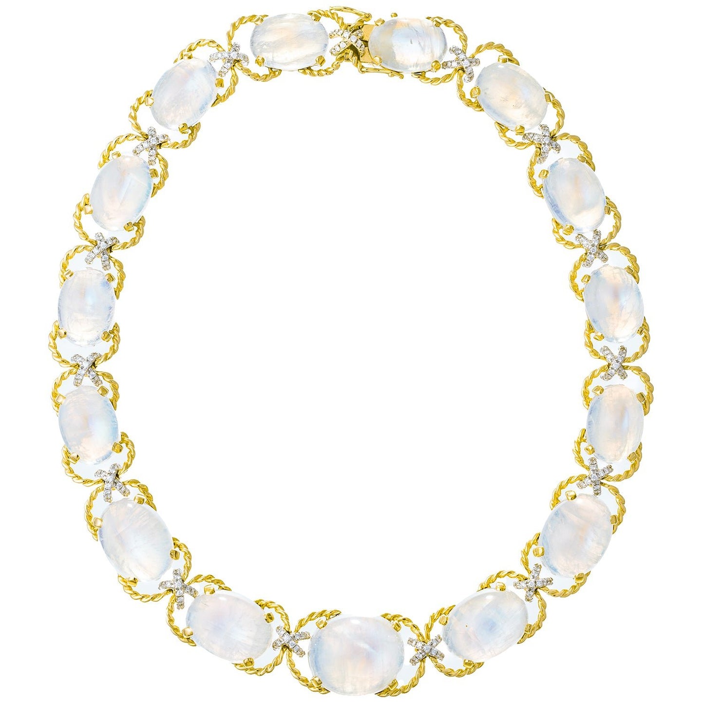 Verdura - Estate Moonstone Diamond Pebble Necklace