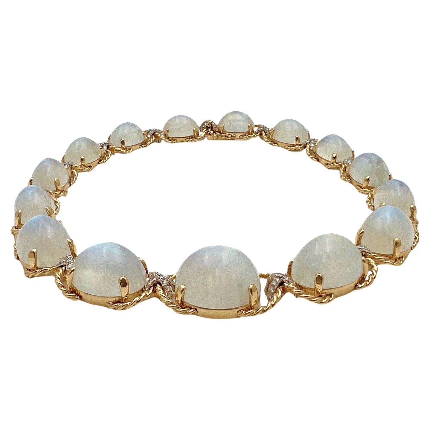 Verdura - Estate Moonstone Diamond Pebble Necklace