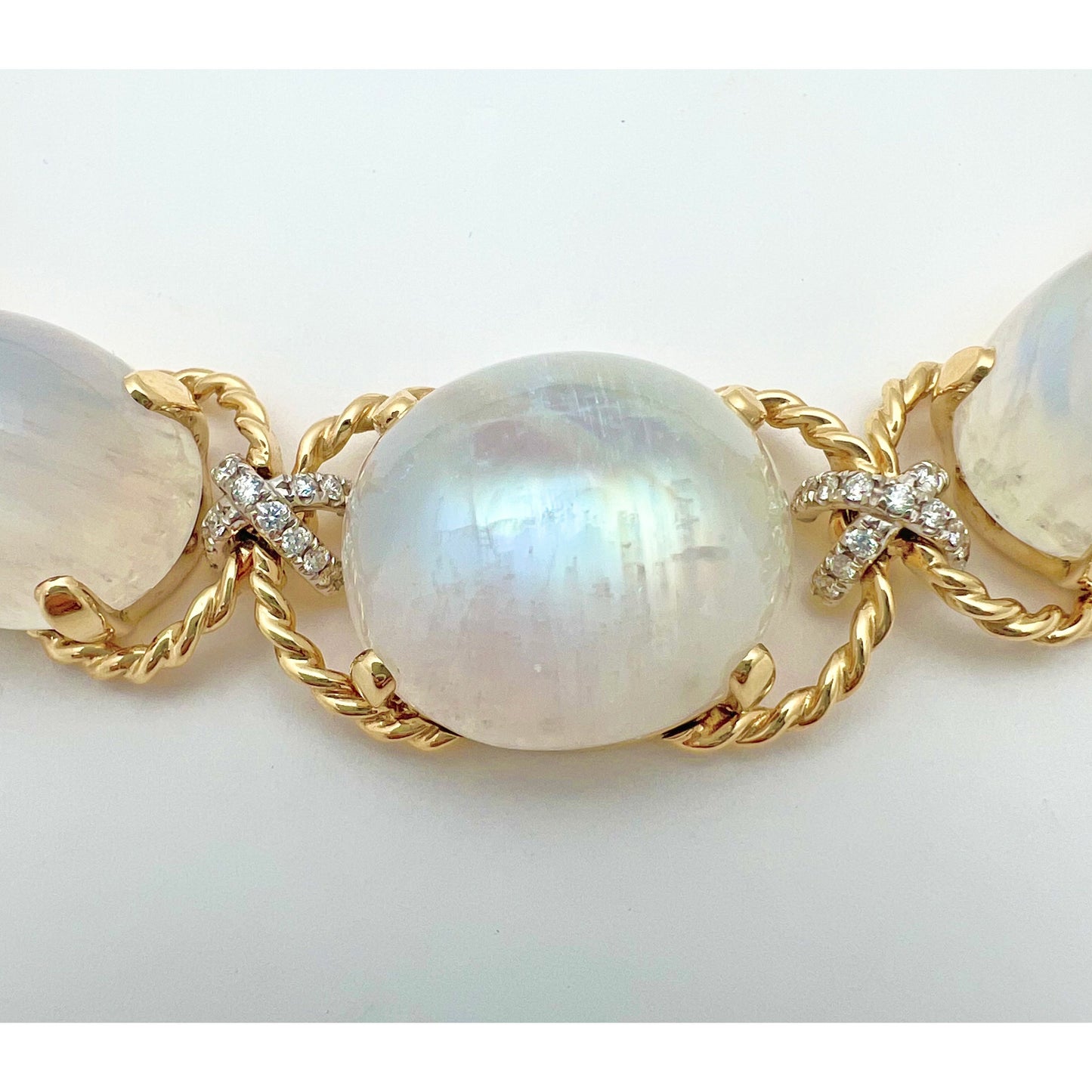 Verdura - Estate Moonstone Diamond Pebble Necklace