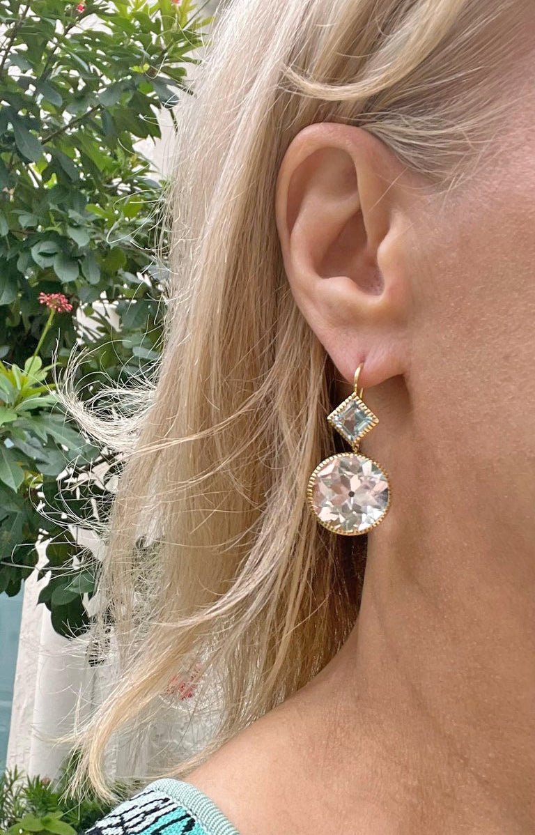 Verdura - Estate White & Blue Topaz Byzantine Drop Earrings