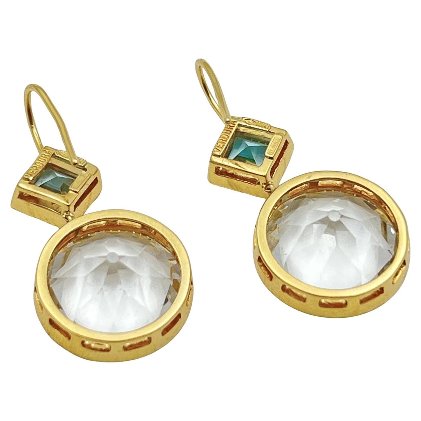 Verdura - Estate White & Blue Topaz Byzantine Drop Earrings