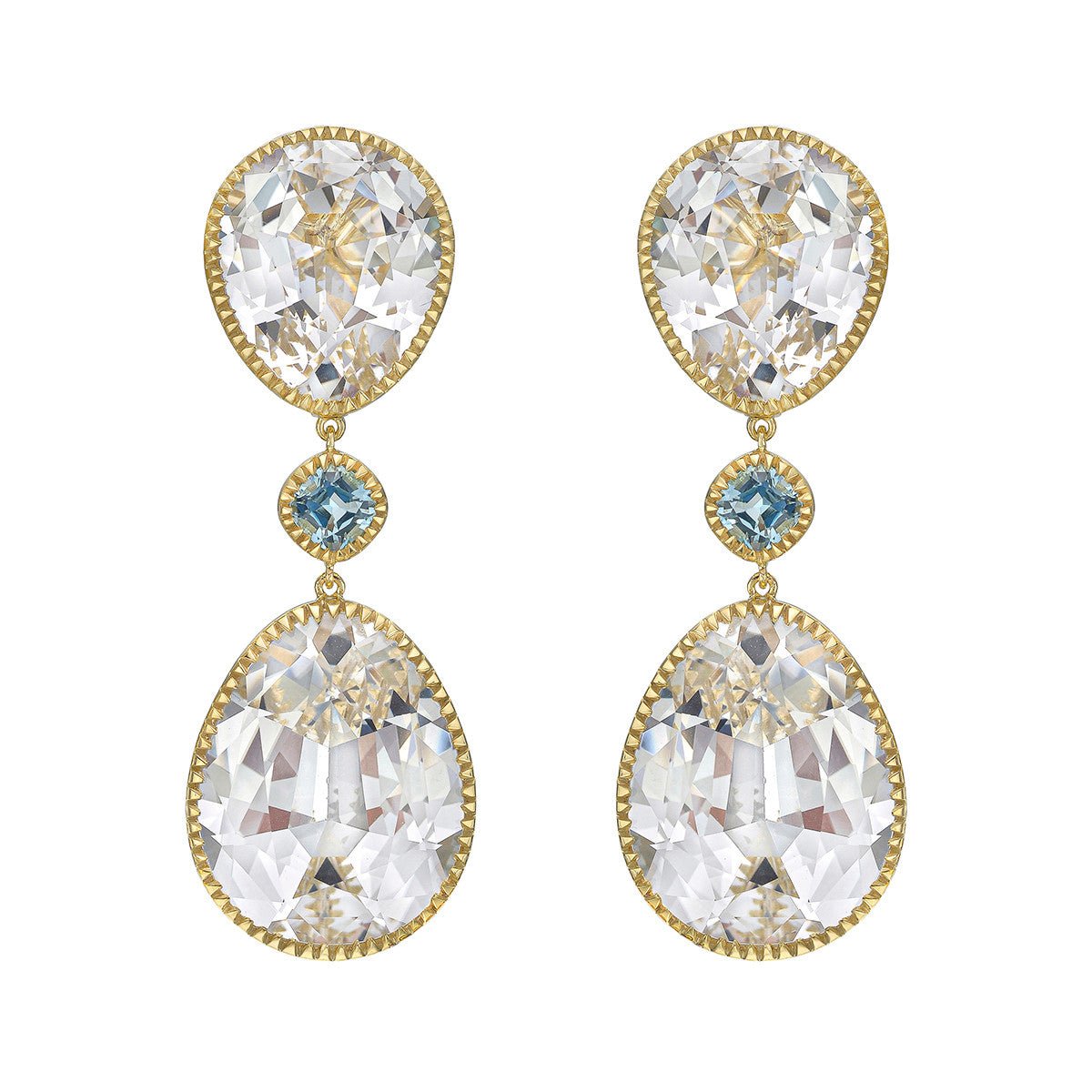 Verdura - Estate White & Blue Topaz Byzantine Drop Earrings