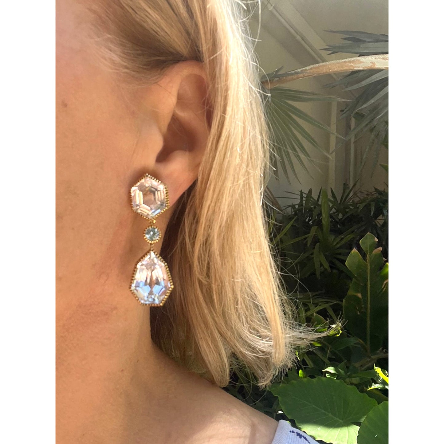 Verdura - Estate White & Blue Topaz Byzantine Pendant Earrings