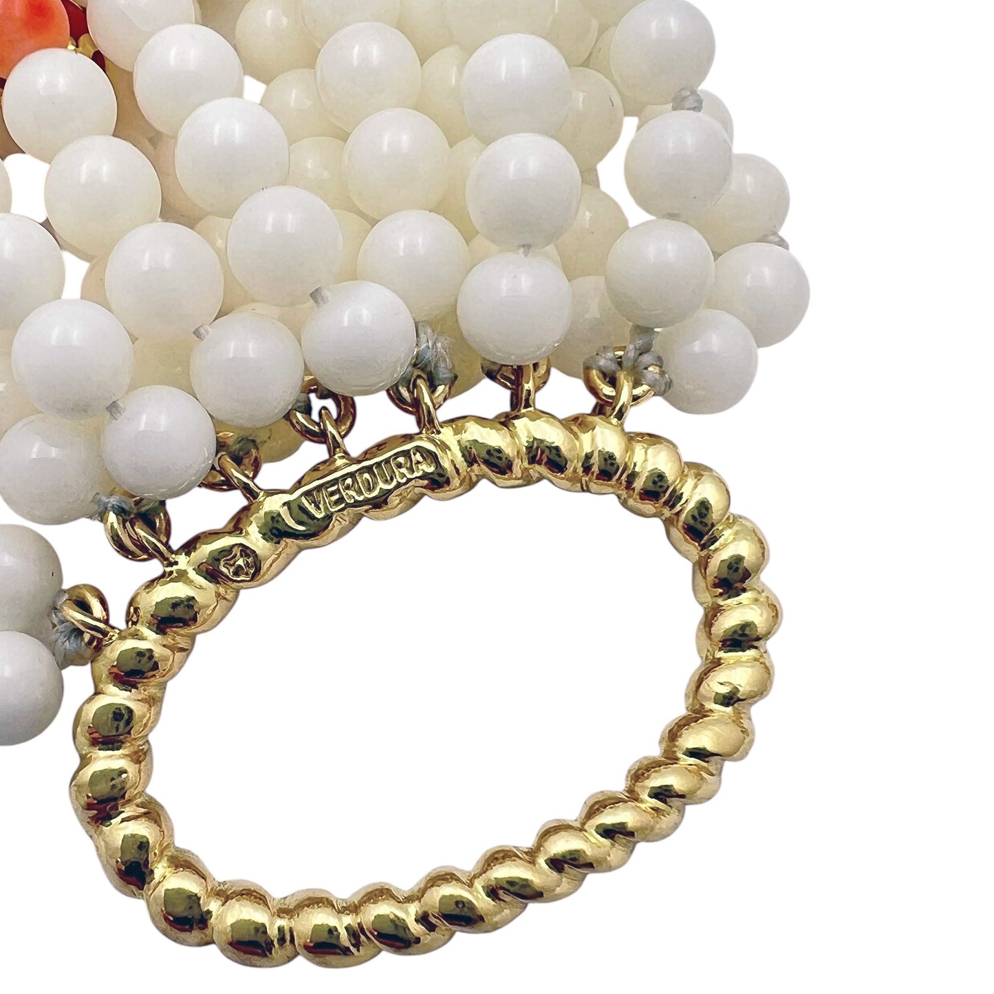 Verdura - Estate White & Pink Coral Bead Torsade Necklace