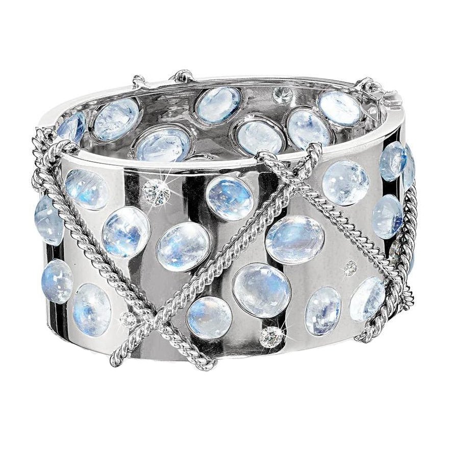Verdura - Moonstone Diamond Bubbles Cuff Bracelet