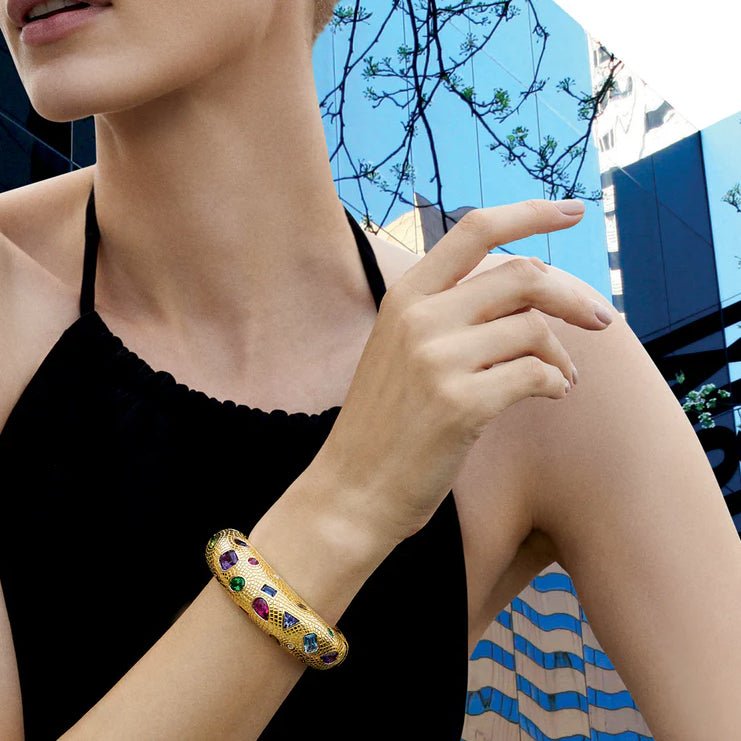 Verdura - Multicolored Gemstone Mosaic Cuff Bracelet