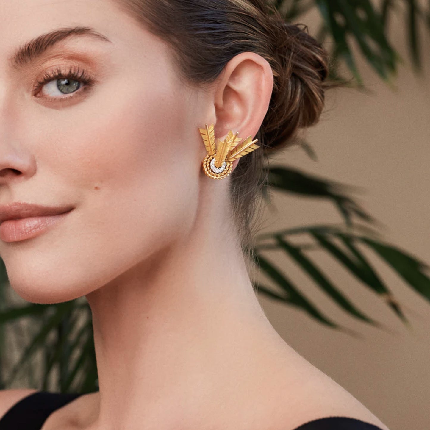 18k Yellow Gold Diamond Target Earrings