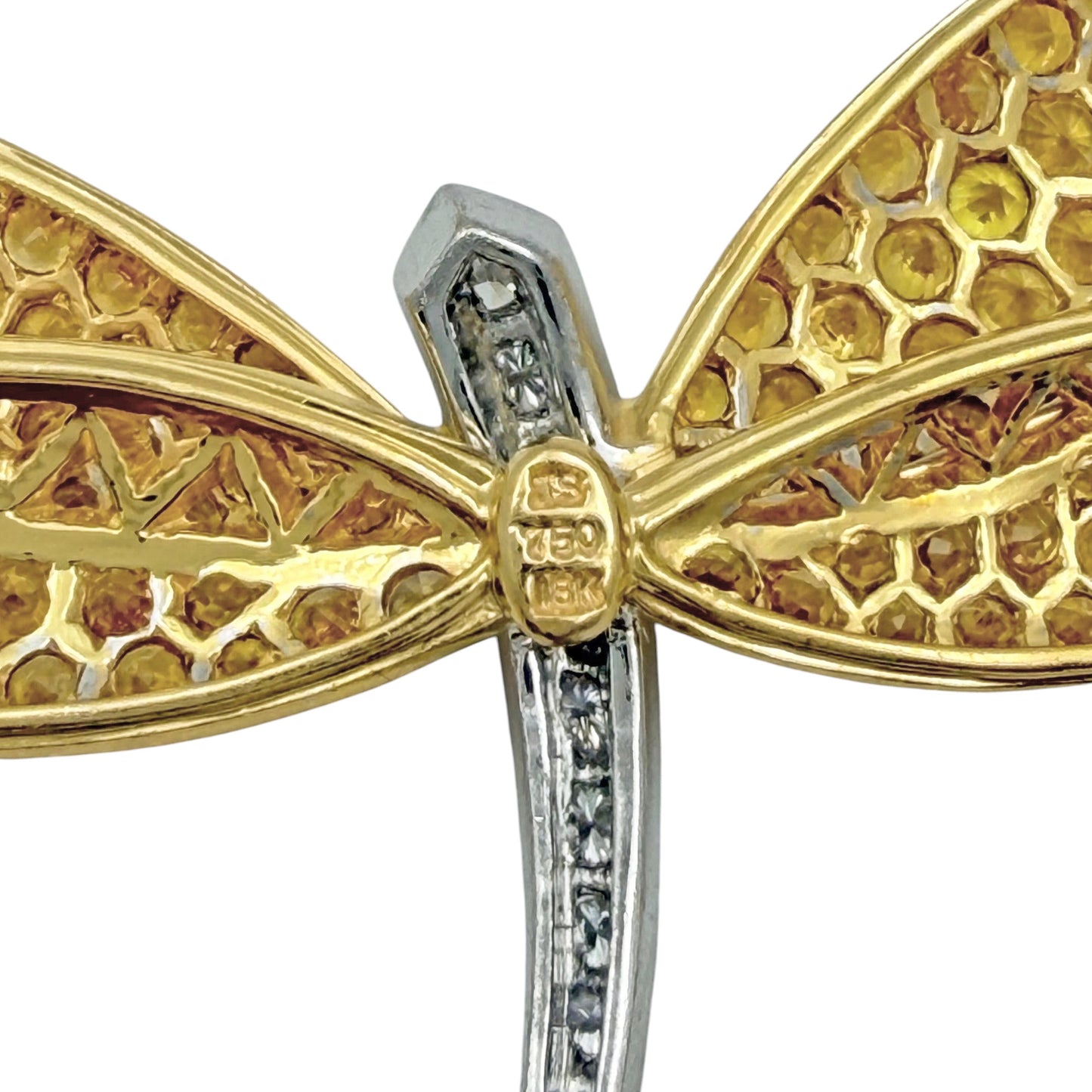Yellow Sapphire Diamond Dragonfly Brooch