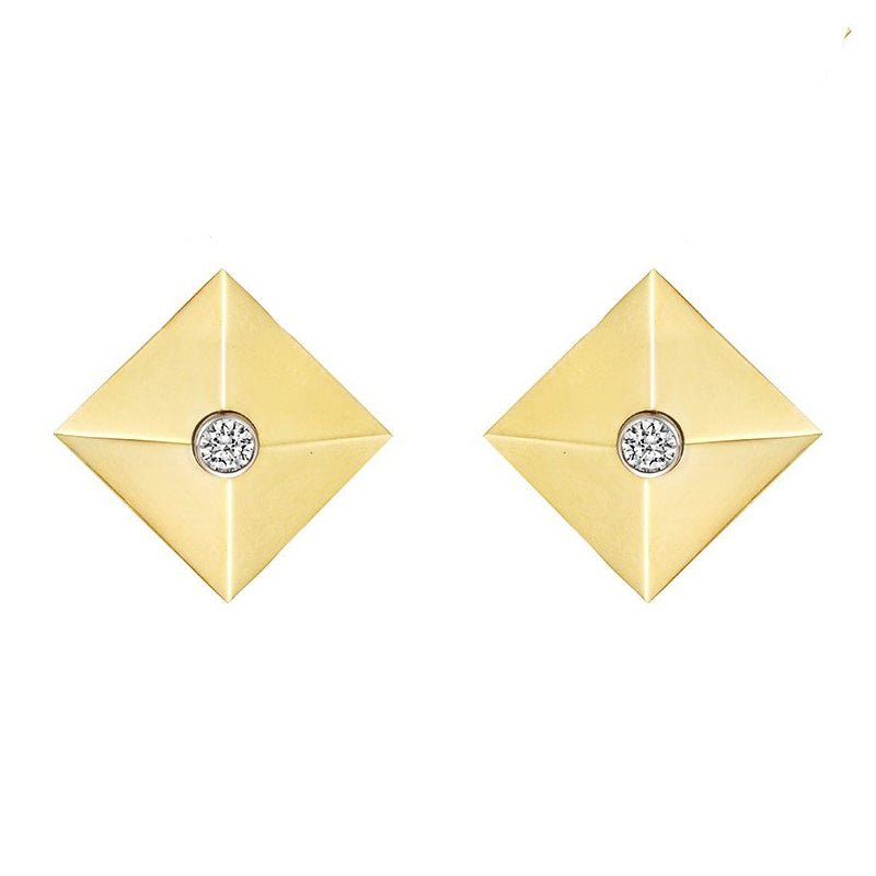 Aletto Brothers - 18k Yellow Gold Diamond Pyramid Earrings