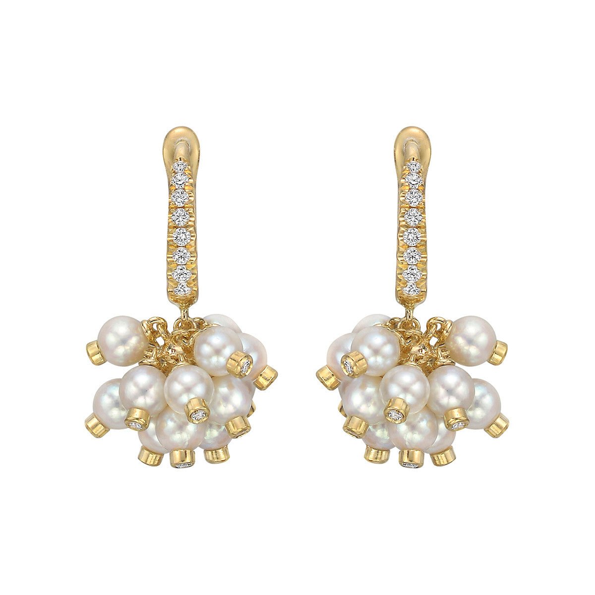 Aletto Brothers - Pearl Diamond Cluster Drop Earrings