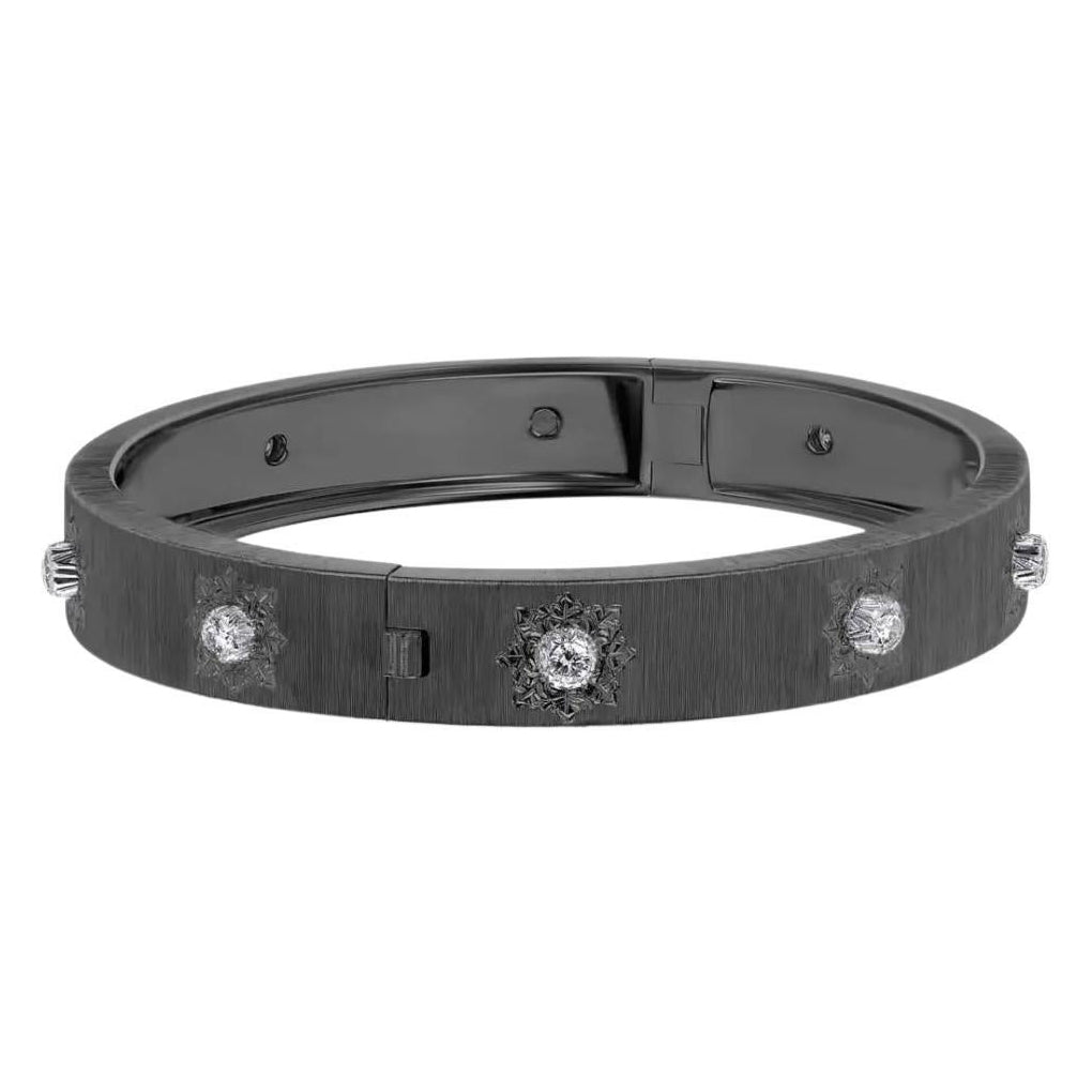 Buccellati - 18k Black Gold Diamond Wide Macri Bangle