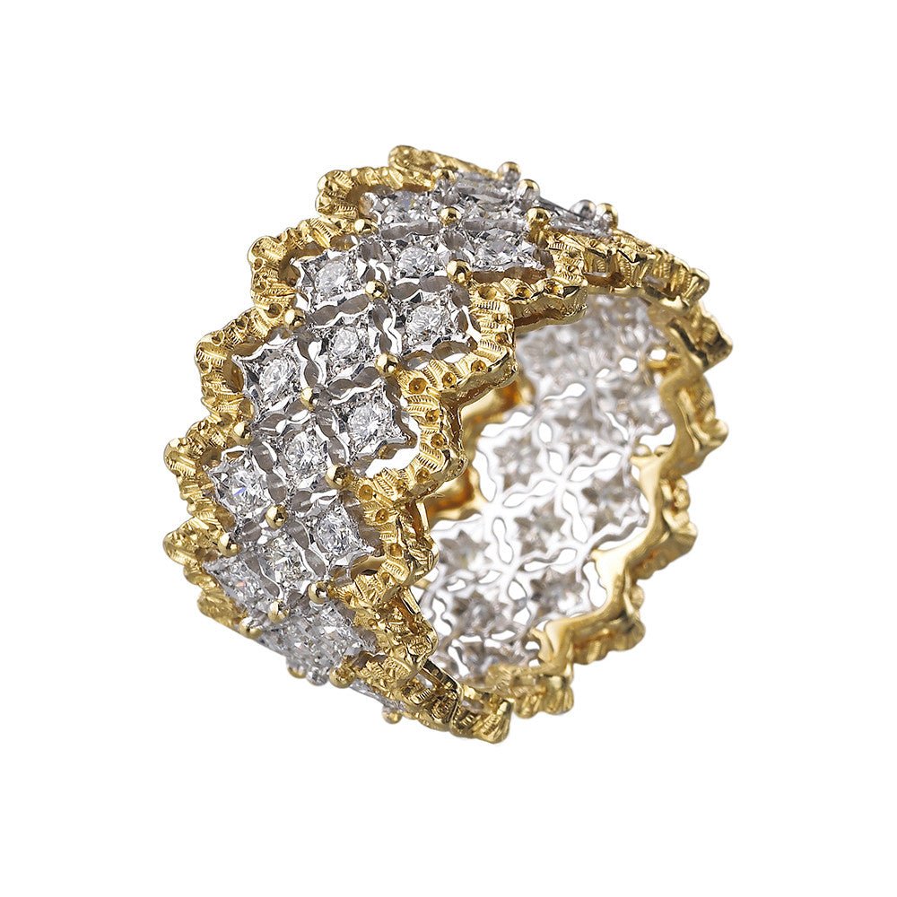 Buccellati - 18k Gold Diamond Rombi Band Ring