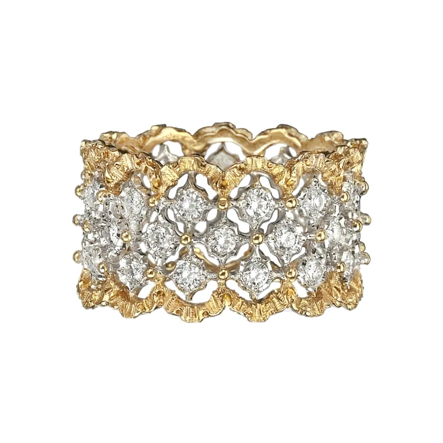 Buccellati - 18k Gold Diamond Rombi Band Ring