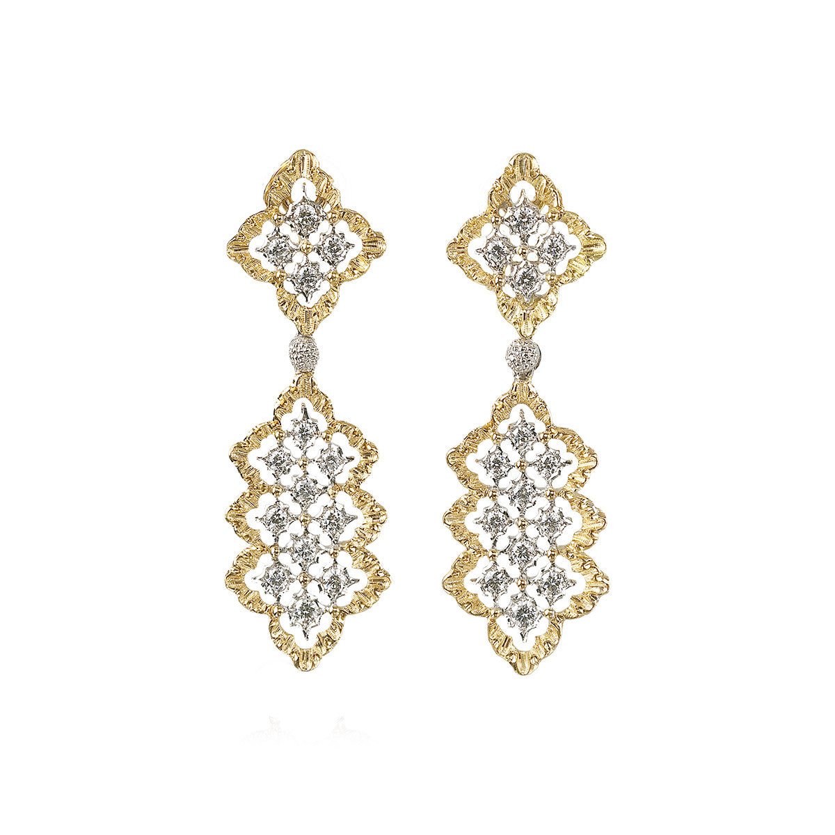 Buccellati - 18k Gold Diamond Rombi Drop Earrings