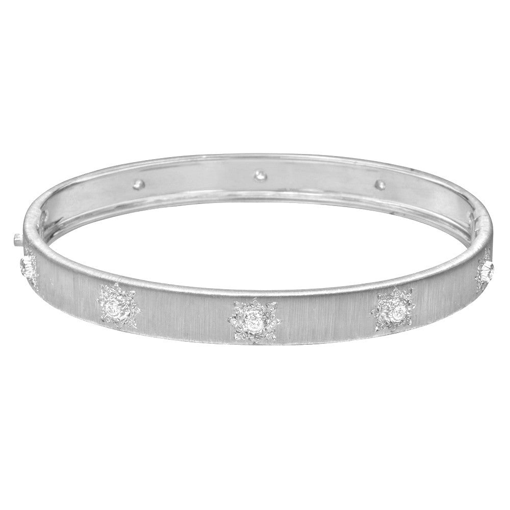 Buccellati - 18k White Gold Diamond Wide Macri Bangle