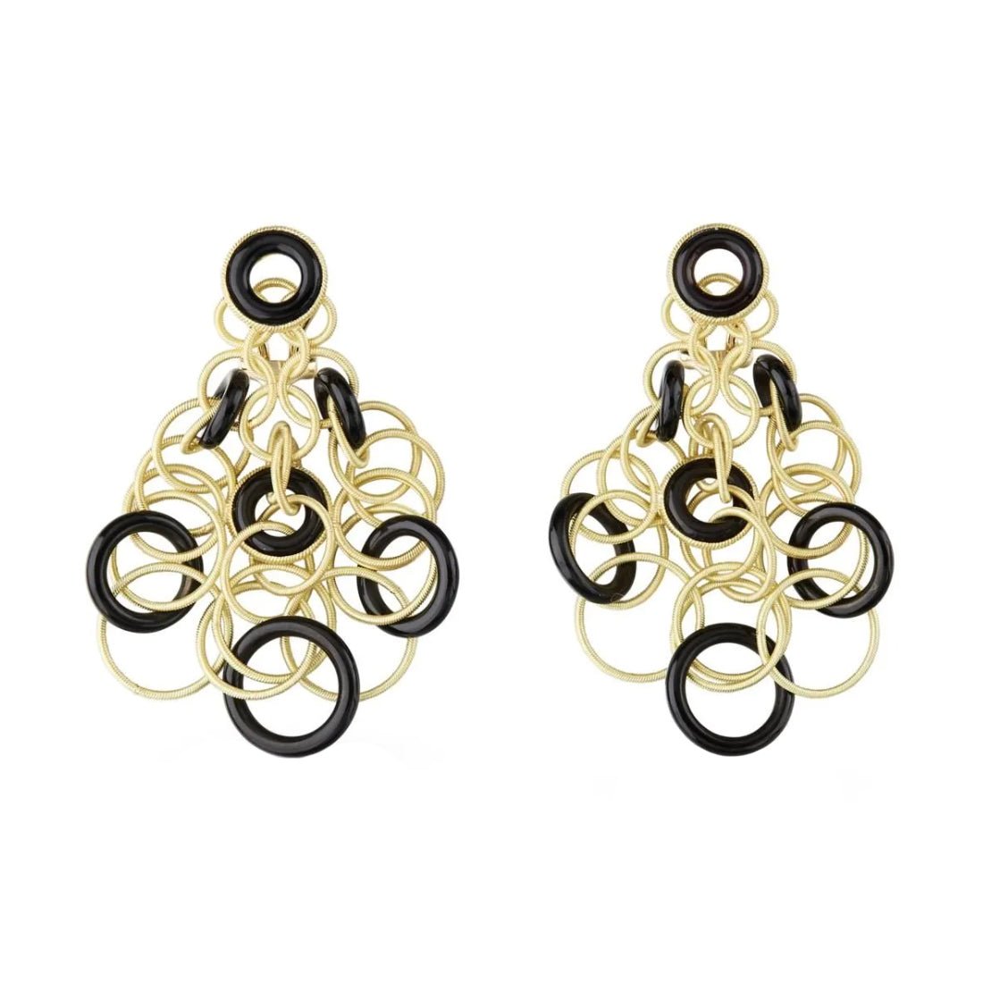 Buccellati - 18k Yellow Gold Black Onyx Small Hawaii Earrings