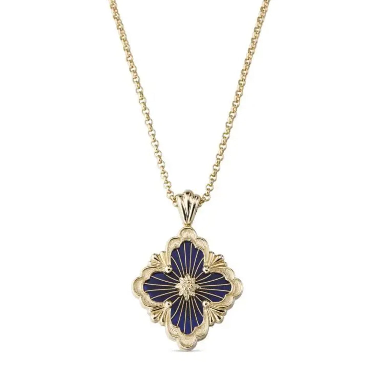 Buccellati - 18k Yellow Gold Blue Enamel Opera Tulle Pendant