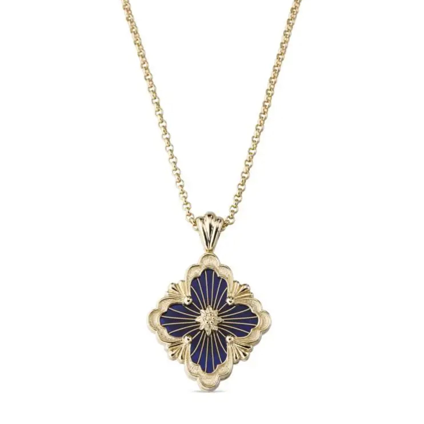 Buccellati - 18k Yellow Gold Blue Enamel Opera Tulle Pendant