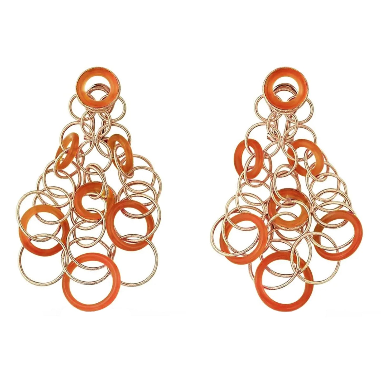 Buccellati - 18k Yellow Gold Carnelian Medium Hawaii Earrings