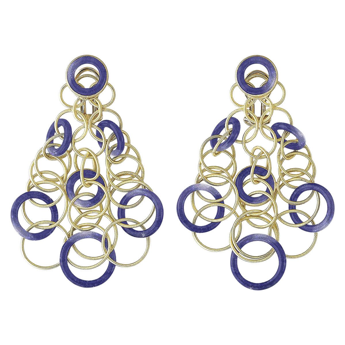 Buccellati - 18k Yellow Gold Lapis Medium Hawaii Earrings