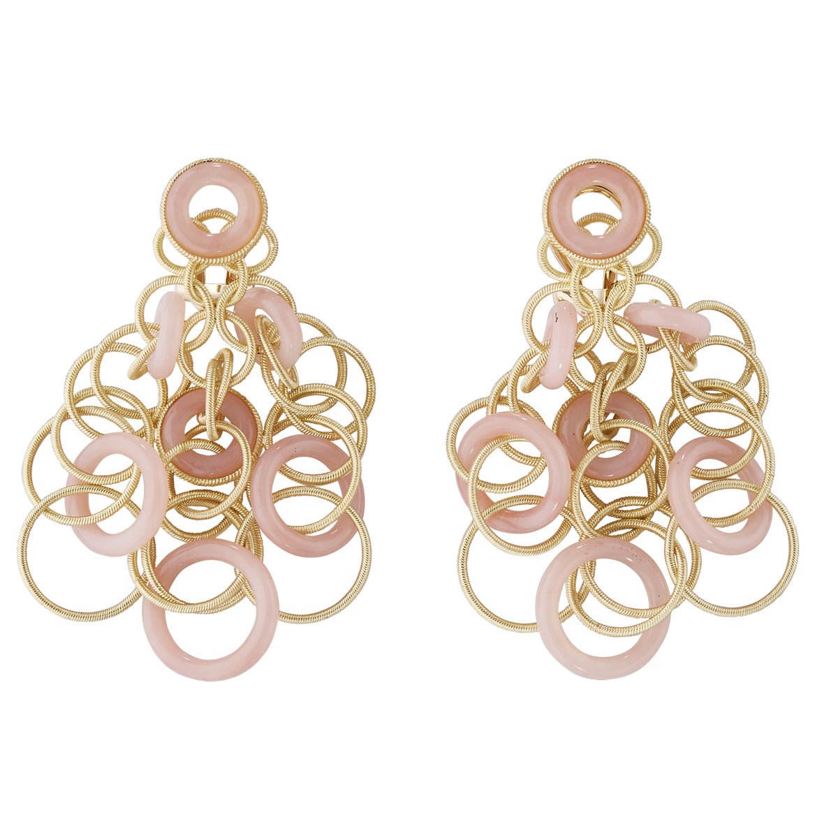 Buccellati - 18k Yellow Gold Pink Opal Small Hawaii Earrings