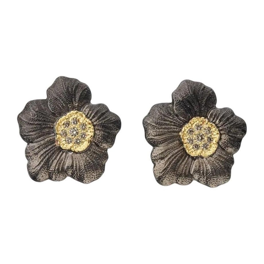 Buccellati - Black-Plated Silver Diamond Gardenia Earrings