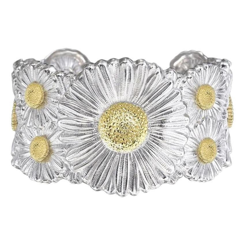 Buccellati Silver - Silver Vermeil Daisy Flower Cuff Bracelet