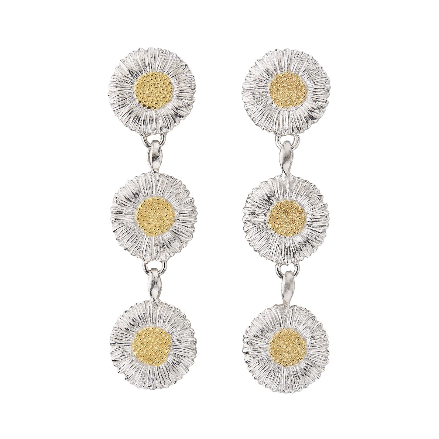Buccellati Silver - Silver Vermeil Daisy Triple-Drop Earrings