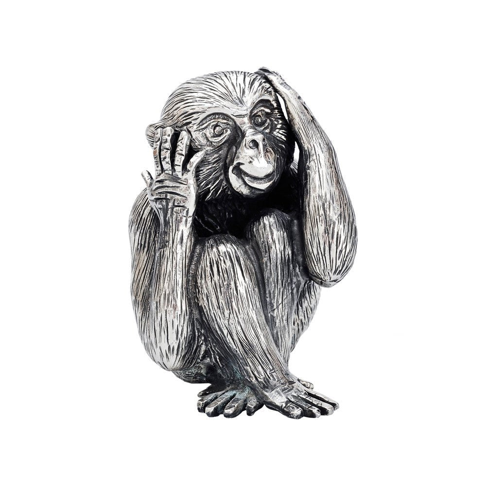 Buccellati Silver - Small Silver 'Hear No Evil' Monkey Sculpture
