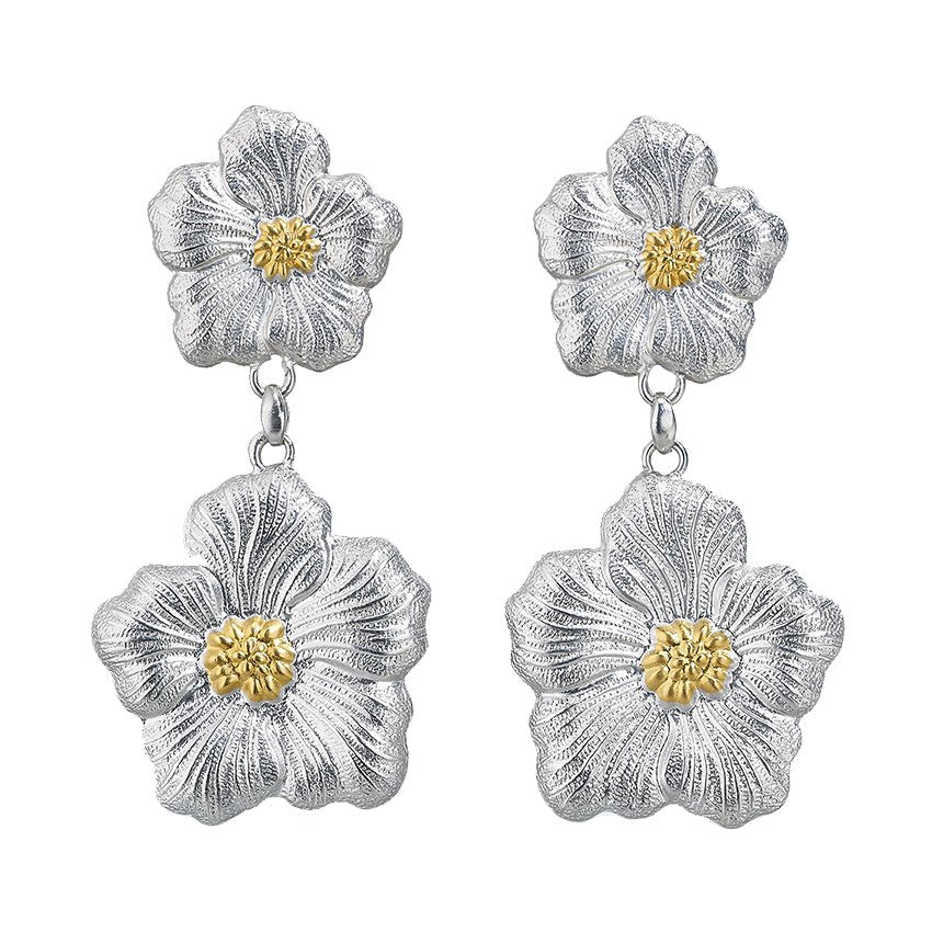 Buccellati - Silver Vermiel Gardenia Drop Earrings