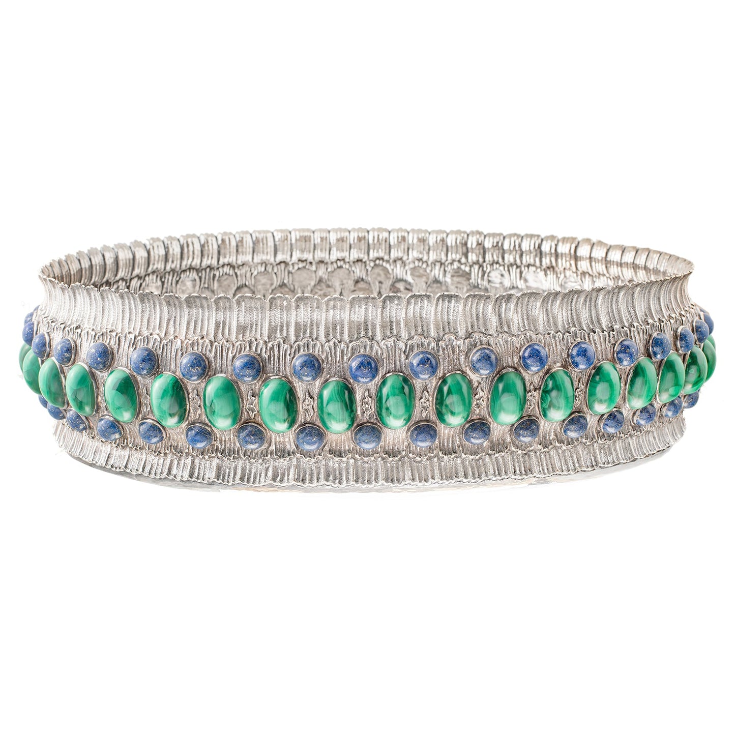 Buccellati - Sterling Silver Malachite Lapis Centerpiece Bowl
