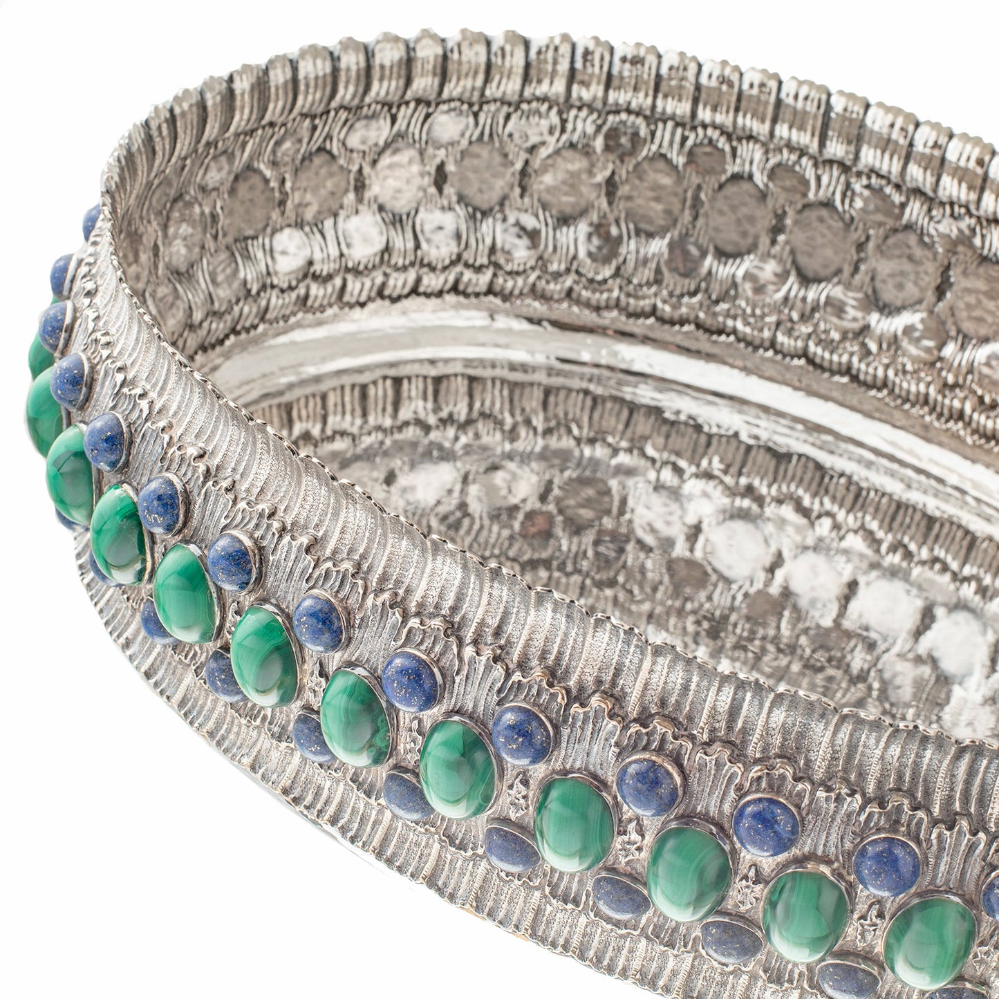 Buccellati - Sterling Silver Malachite Lapis Centerpiece Bowl