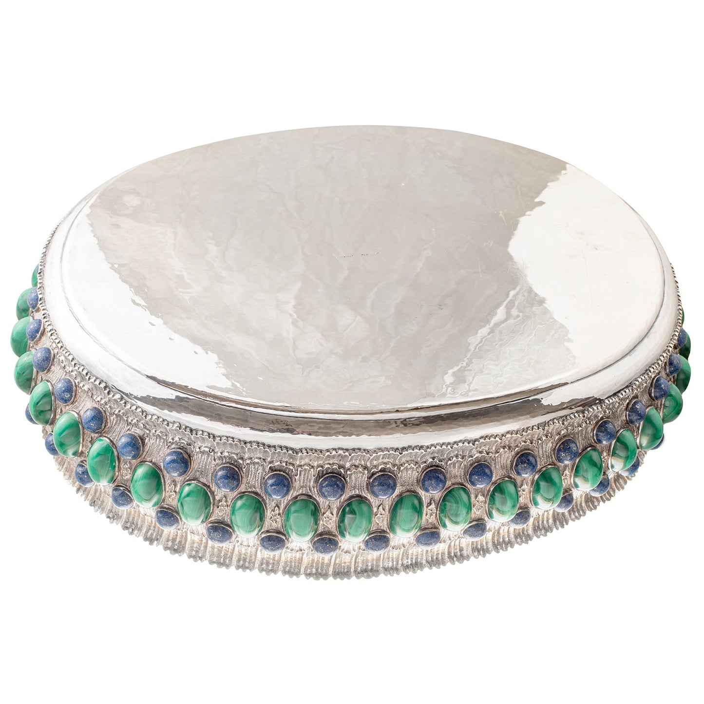 Buccellati - Sterling Silver Malachite Lapis Centerpiece Bowl