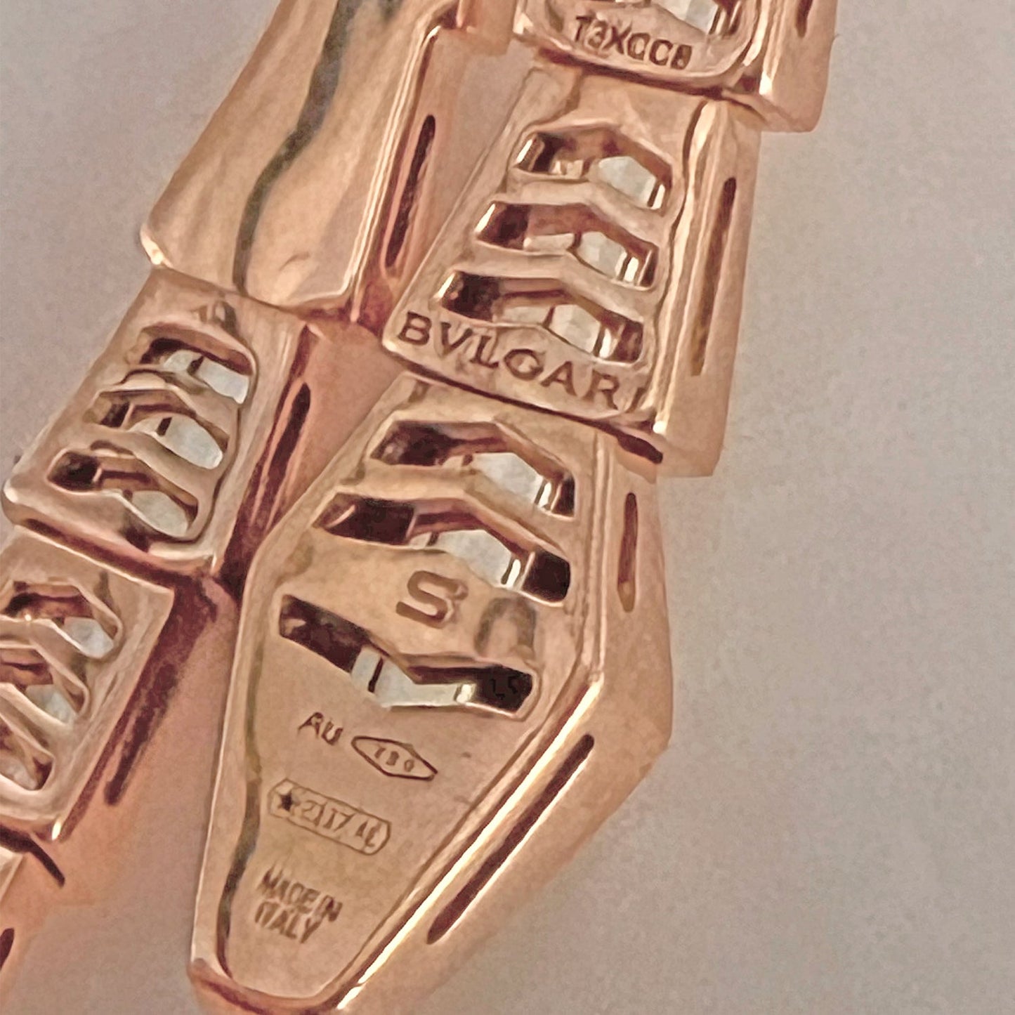 Bvlgari - 18k Rose Gold Viper Bangle Bracelet