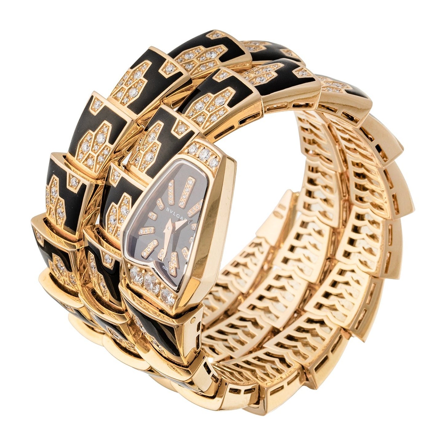 Bvlgari - Serpenti Scagile Rose Gold Diamond Onyx Bracelet Watch