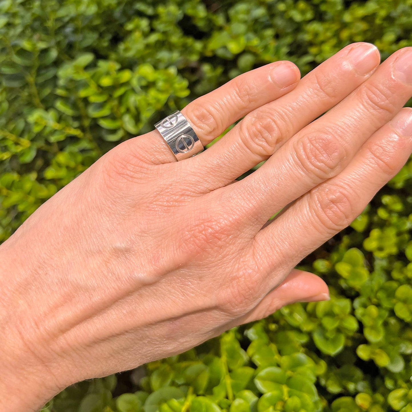 Cartier - 18k White Gold Wide LOVE Band Ring