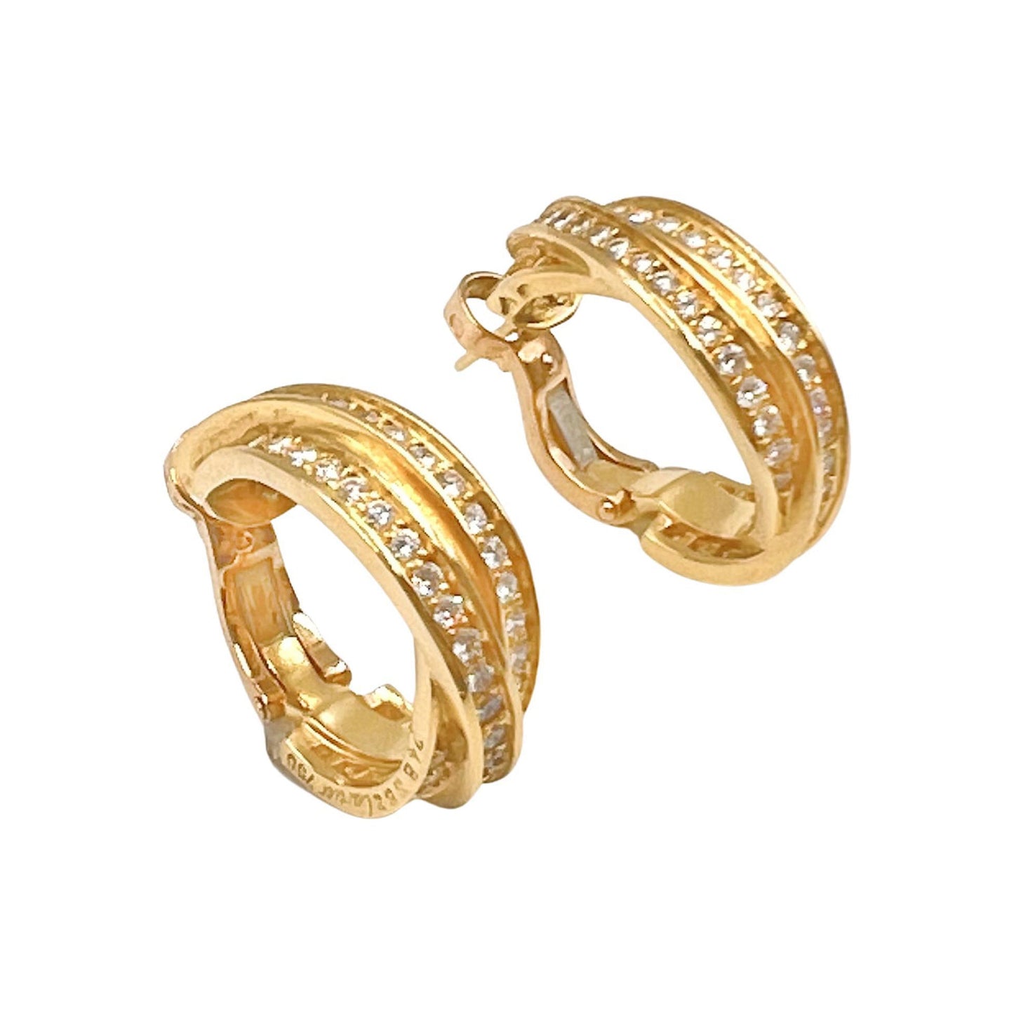 Cartier - 18k Yellow Gold Trinity Diamond Hoop Earrings