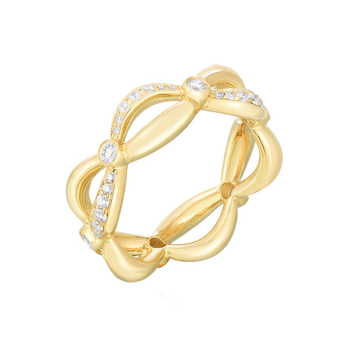 Cicada - 18k Yellow Gold Diamond Entwined Band