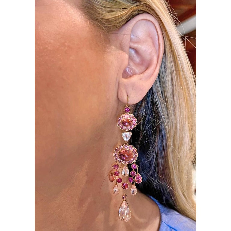 Cicada - Pink Tourmaline Chandelier Earrings