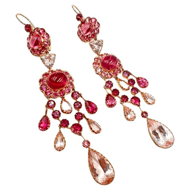 Cicada - Pink Tourmaline Chandelier Earrings