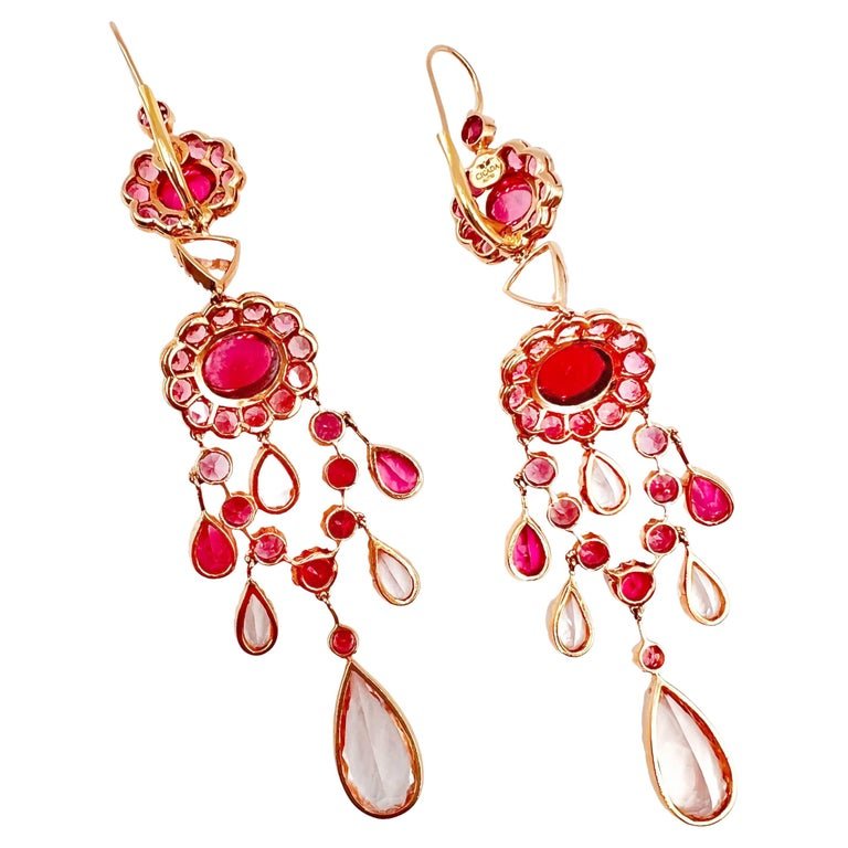 Cicada - Pink Tourmaline Chandelier Earrings