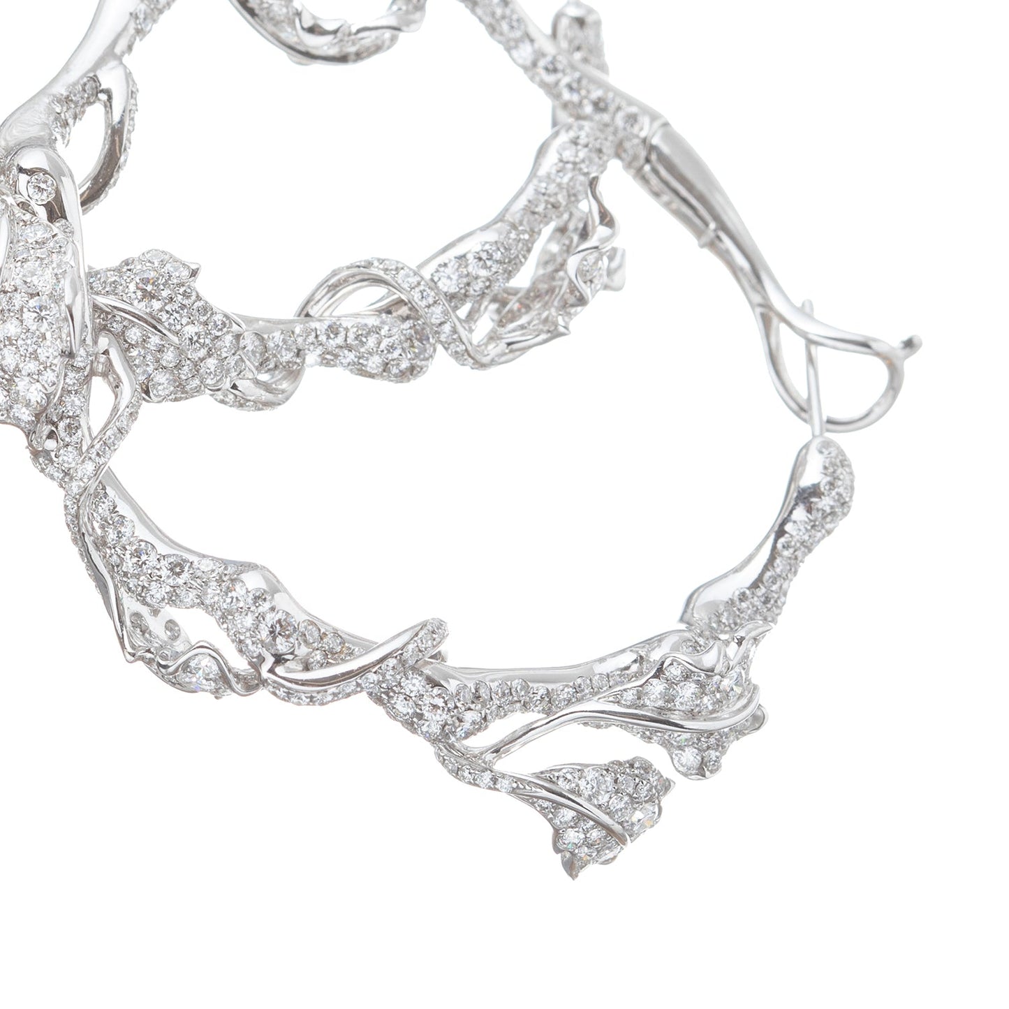 Cindy Chao - 18k White Gold Diamond Leaf Hoop Earrings