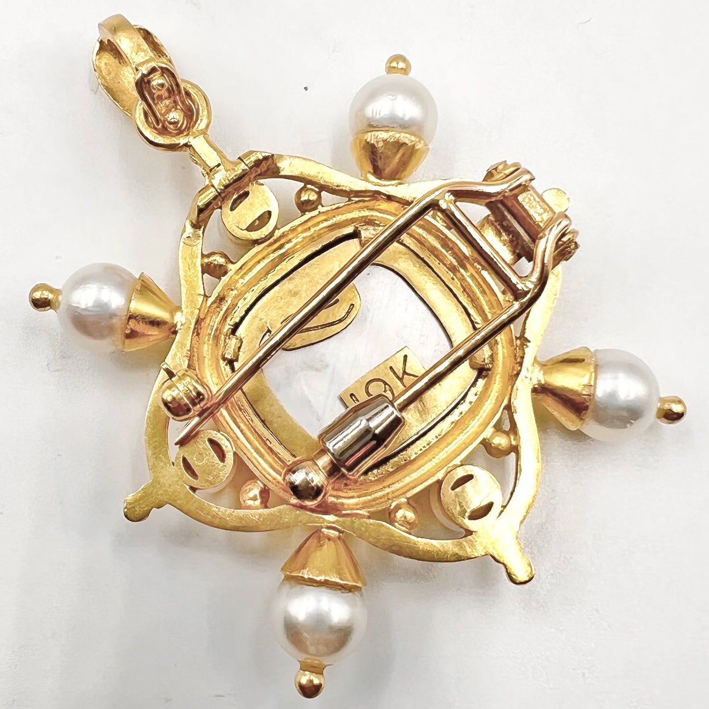 Elizabeth Locke - 19k Gold Venetian Glass Pearl Pendant Brooch