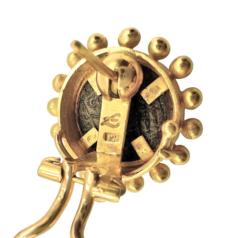 Elizabeth Locke - 19k Yellow Gold Ancient Bronze Coin Earrings