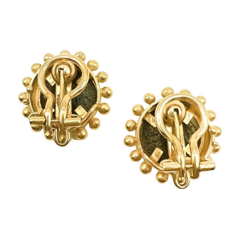 Elizabeth Locke - 19k Yellow Gold Ancient Bronze Coin Earrings