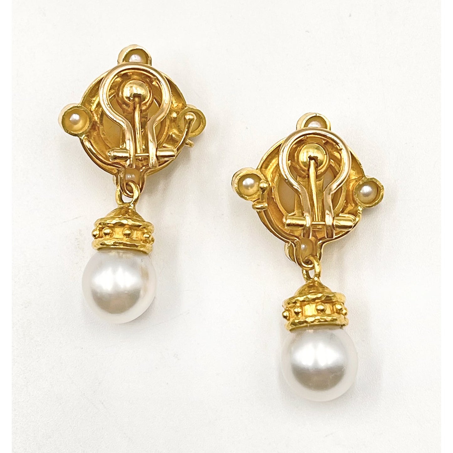 Elizabeth Locke - 19k Yellow Gold South Sea Pearl Pendant Earrings