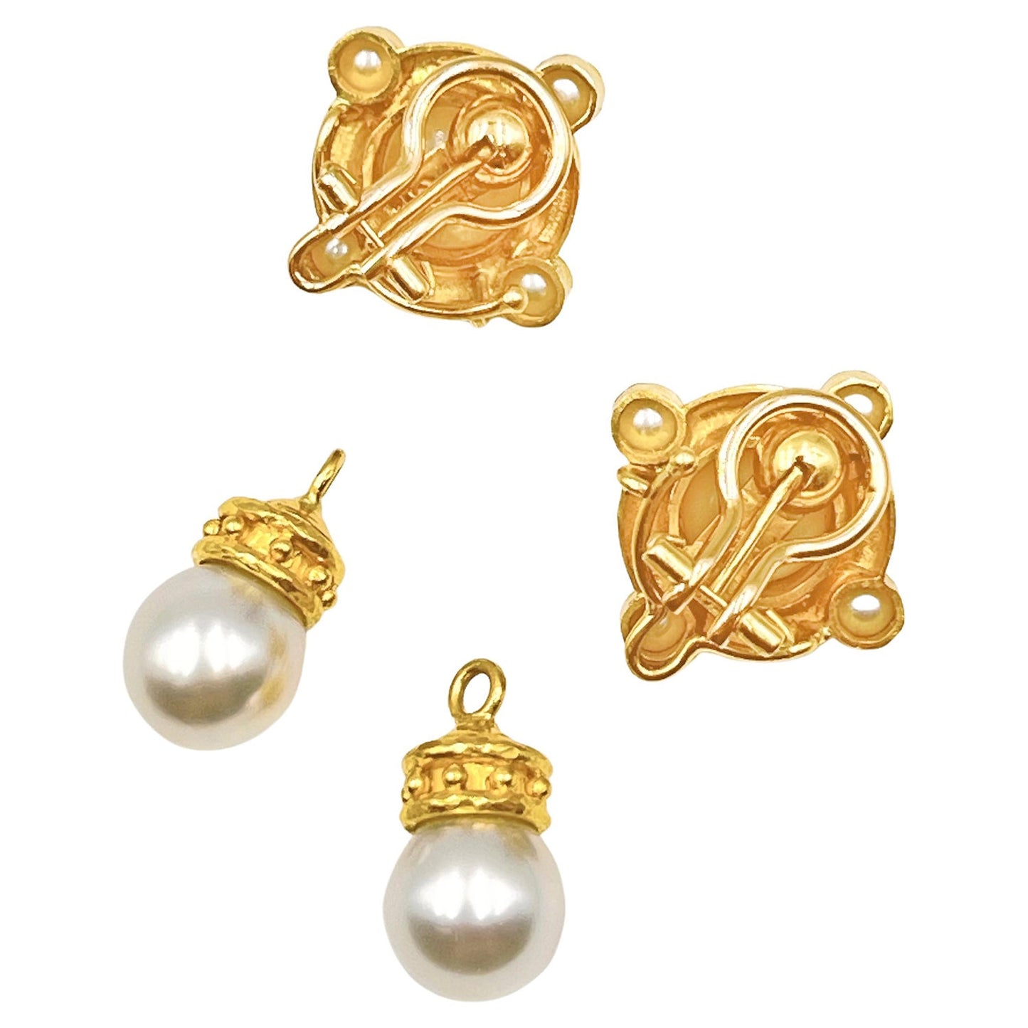 Elizabeth Locke - 19k Yellow Gold South Sea Pearl Pendant Earrings